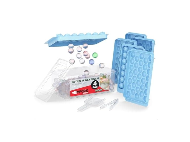 Emporio Kitchen Round Ice Cube Tray Set Pack of 4, Blue - Image 1