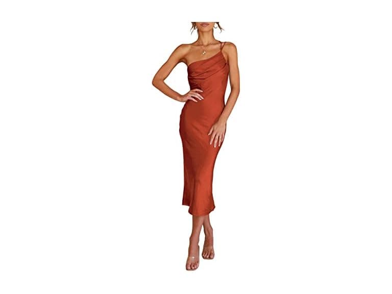 Vrtige Women (S) Satin One Shoulder Party Dress - Image 1