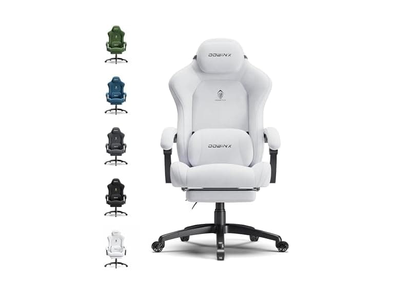 Dowinx Big and Tall Suede Fabric Gaming Chair White - Image 1