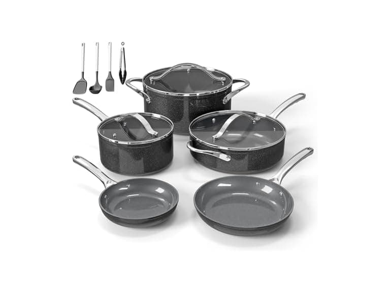 Bakken 12-Piece Ceramic Cookware Set, Black - Image 1