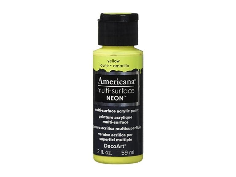 DecoArt Americana Multi-Surface Neon Paint, 2-Ounce, Yellow - Image 1