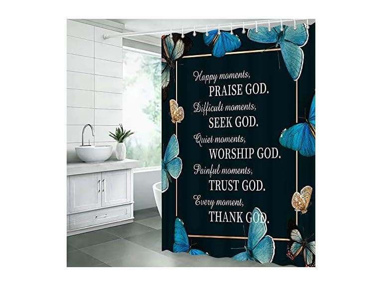 Inspirational Quote Butterfly Shower Curtain - Image 1