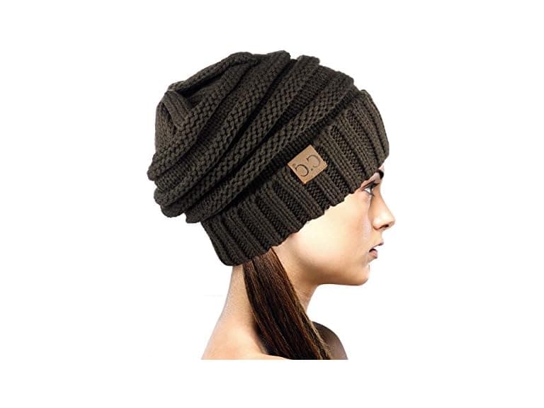 Oversized Baggy Beanie Hat - Brown - Image 1