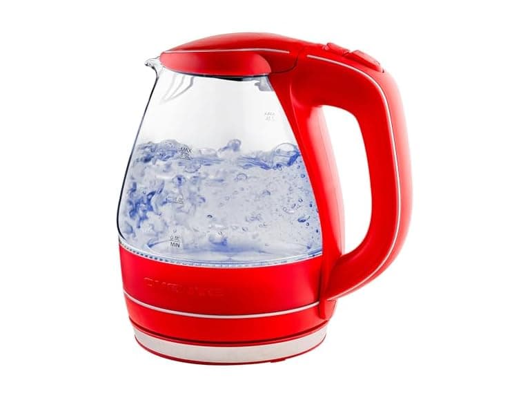 OVENTE Electric Kettle,1.5L Borosilicate Glass Red - Image 1