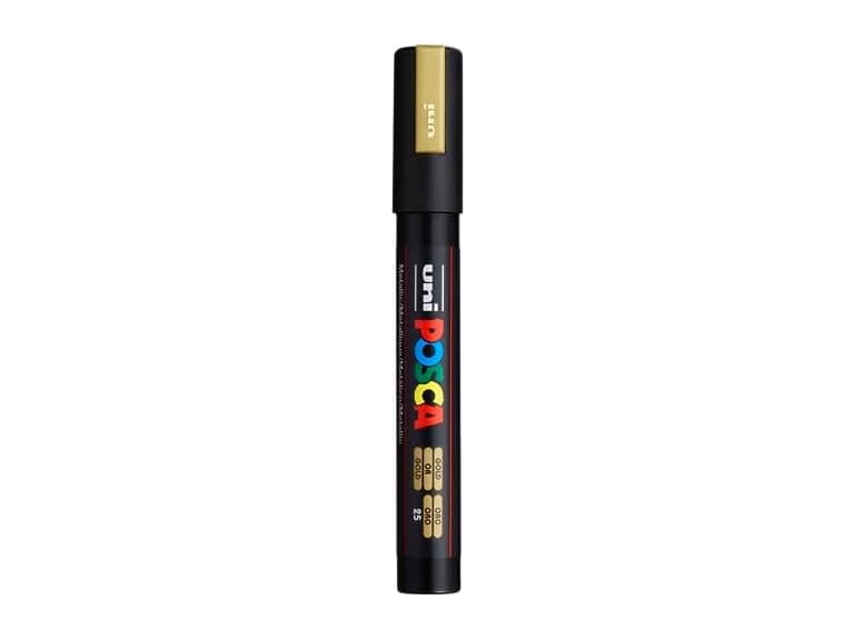 uni POSCA PC-5M Water-Based Paint Markers, Gold - Image 1