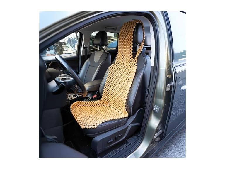 Zone Tech SE0095 Beaded Seat Cover - Natural - Image 1