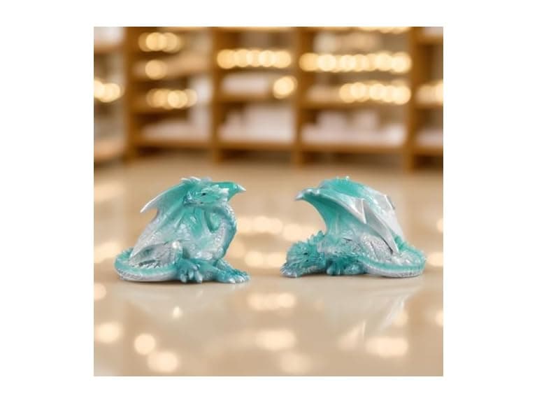ICE Armor 3" W Teal and White Crystal Style Dragon Figurine - Image 1