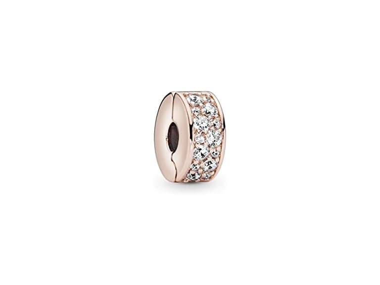 Pandora Clear Pavé Clip Charm Bracelet Charm Moments Bracelets - Stunning Women's Jewelry - Gift for Women in Your Life - Made Rose & Cubic Zirconia (Open Box) - Image 1