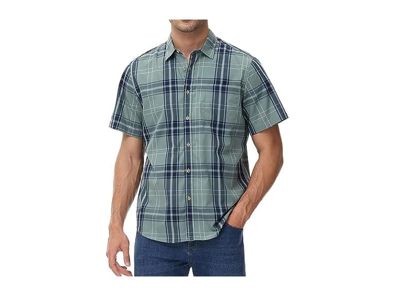 Mcedar Men (M) Slim Button Down Shirts Short Shirt - Image 1