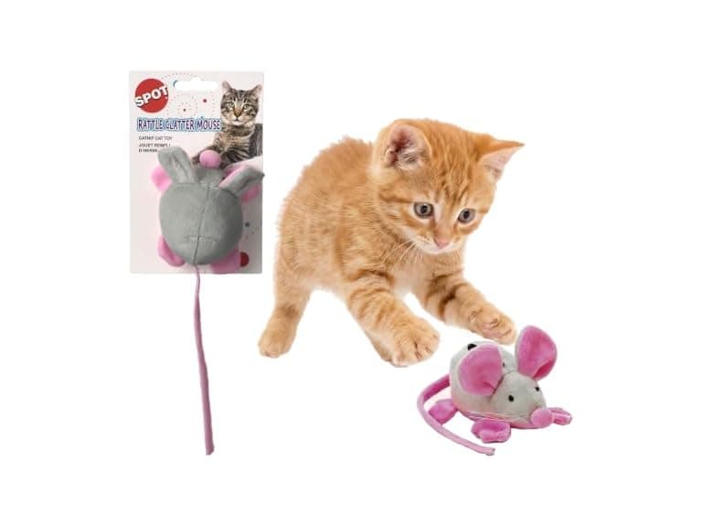 SPOT Rattle Clatter Mouse Catnip Cat Toy, Plu - Image 1