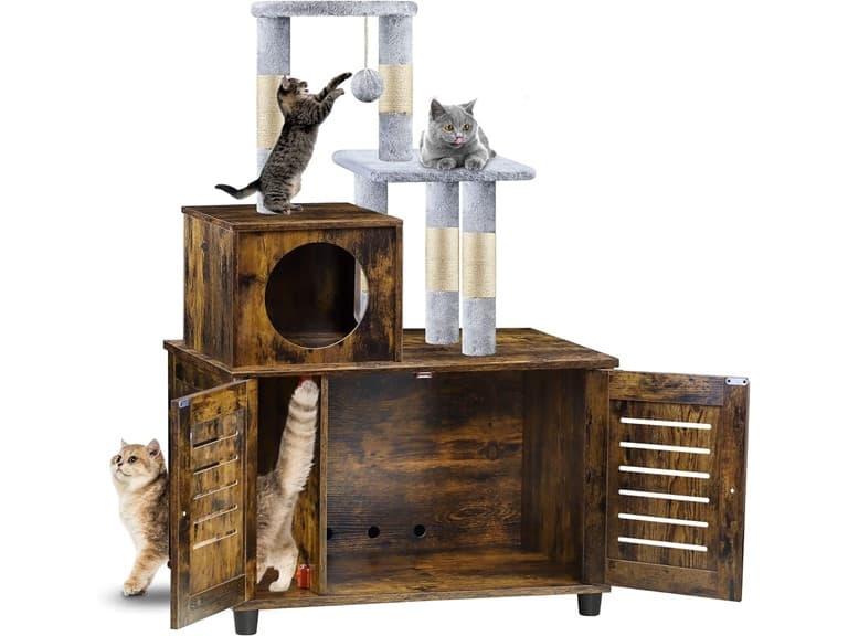 EasyCom Litter Box Enclosure, Hidden Cat Tree - Image 1
