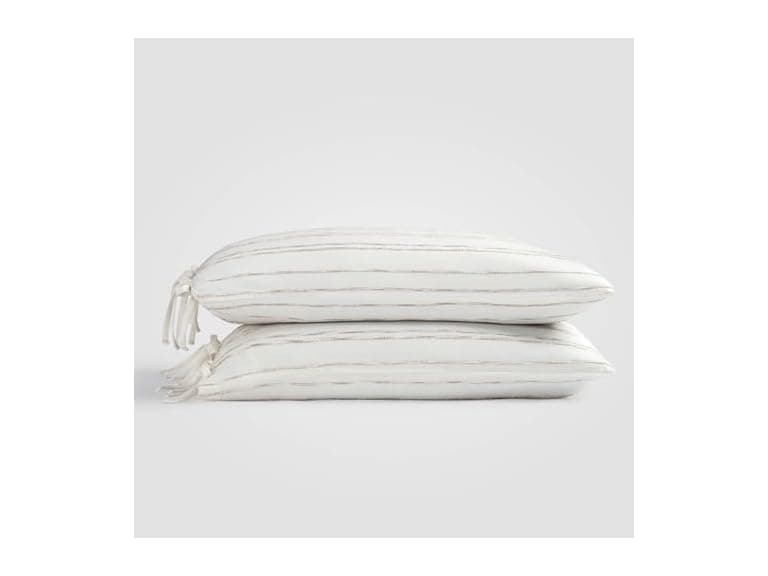 Calm White Beige Stripe Standard Sham Set of 2 - Image 1
