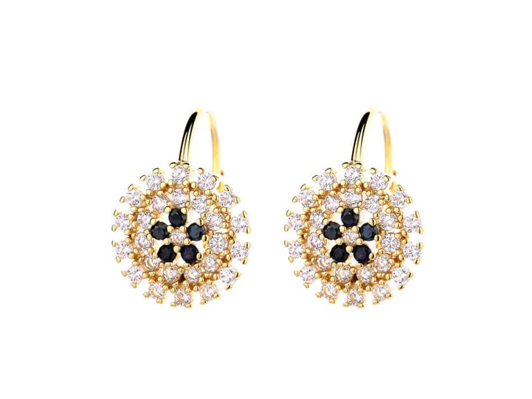 14K Gold Flower Huggie Earrings - Image 1
