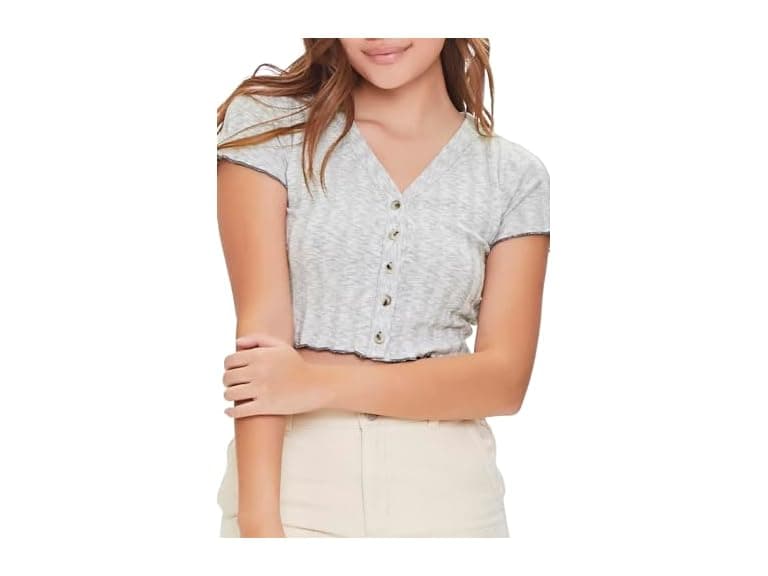 Forever 21 Ribbed Button-front Crop Top - Image 1