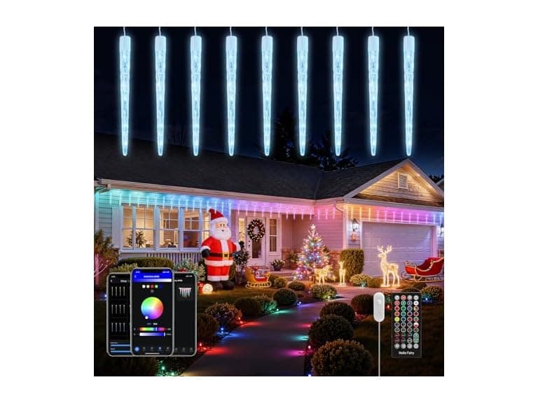 Brightown Smart Icicle Lights Outdoor- 31.2ft with 20 Tubes 100 LED - Image 1