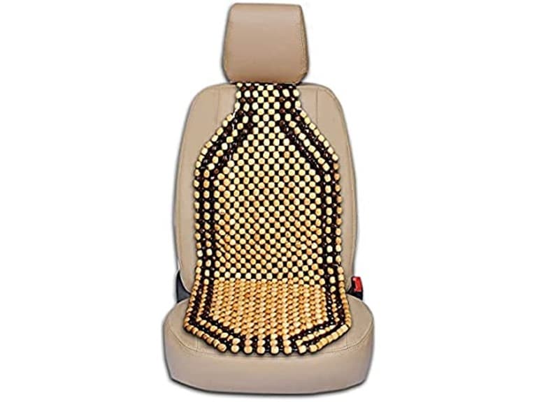 Wood Beaded Seat Cushion- Beige - Image 1
