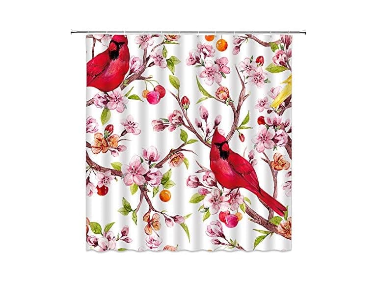 Flower Bird Shower Curt Cherry Blossom Pink - Image 1