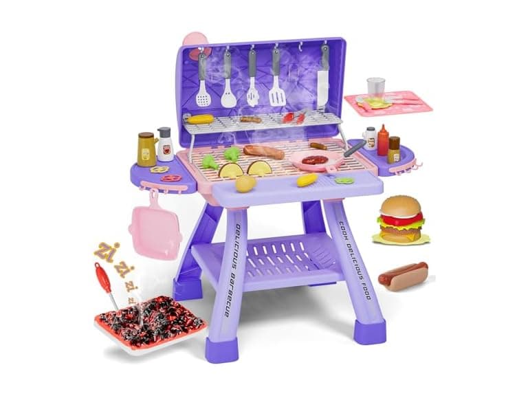 Kids BBQ Grill Playset with Smoke, Sound & Light - Image 1
