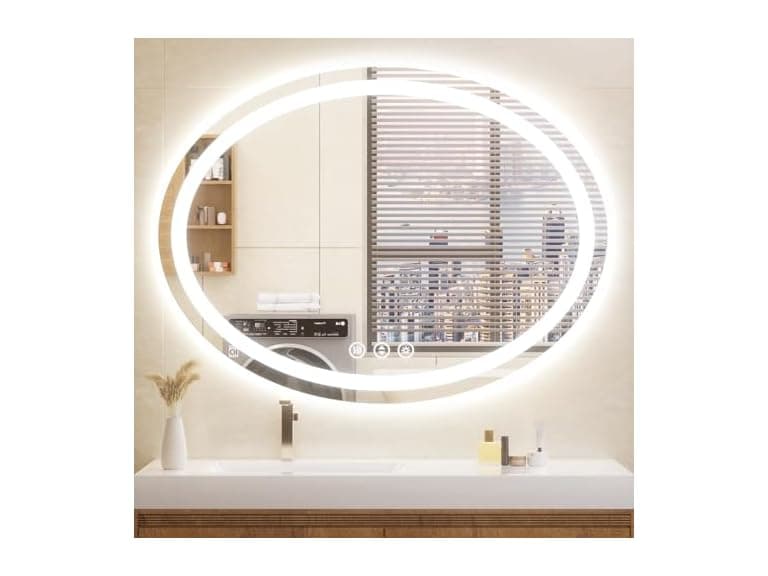 48"x36" Oval LED Bathroom Mirror - Image 1