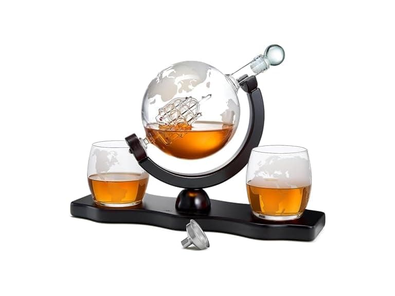 Whiskey Decanter Globe Set with Ball & Glasses - Image 1