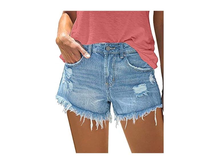 Onlypuff Women (L) Shorts Pockets Ripped Shorts - Image 1
