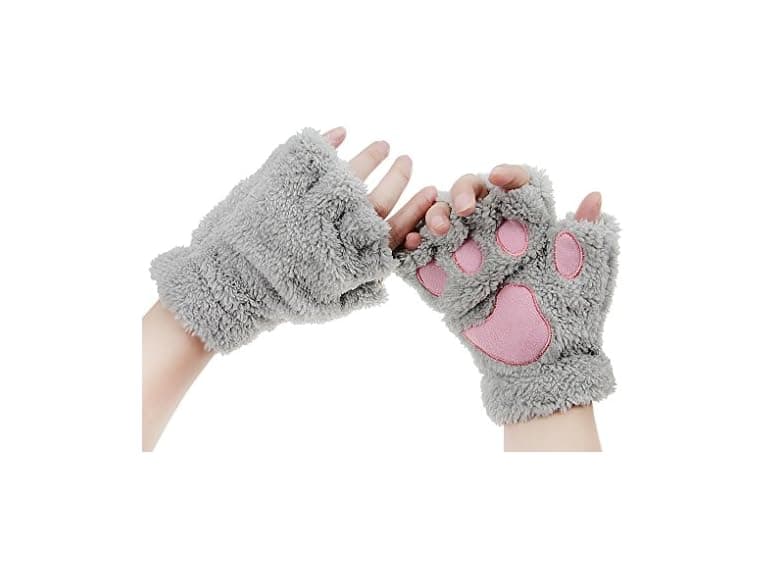 Greenery (OS) Bear Plush Cat Paw Claw Gloves Soft - Image 1