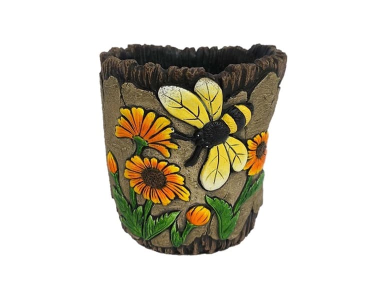 6" Cement Daisy Planter - Image 1