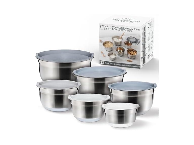 12 Pc Mixing Bowls with Lids Gray - Image 1