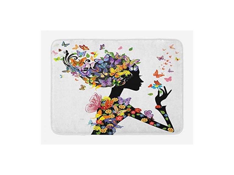 Ambesonne Butterflies Bath Mat, Girl Fashion - Image 1