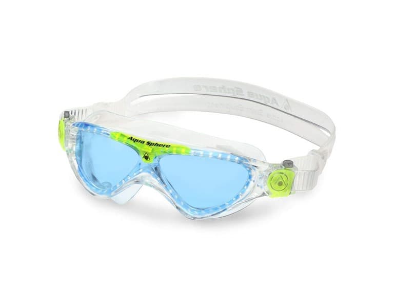 Aqua Sphere Vista Junior Swim Mask with Blue Lens, Clear/Lime - Image 1