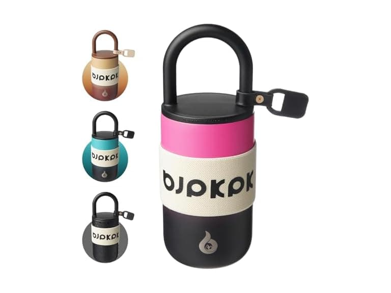 13oz Travel Coffee Mug With Lid And Handle,Pink And Black - Image 1