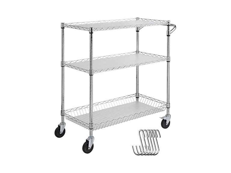 Kitchen Utility Cart, 3 Tiers, Wire Liner - Image 1