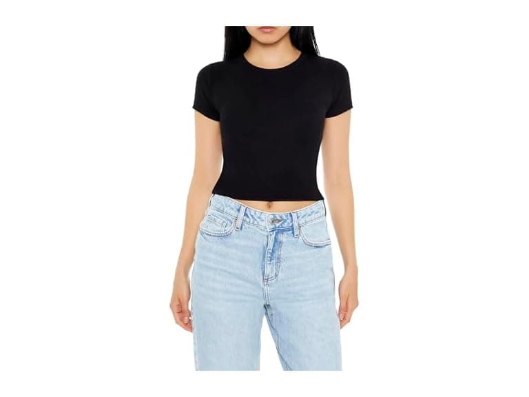 Forever 21 Cropped Rib-knit Tee - Image 1