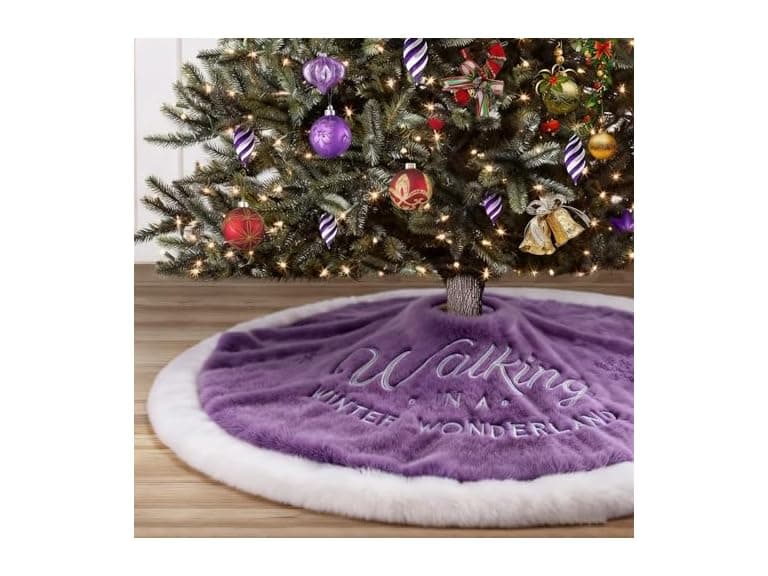 yuboo Purple Lavender Tree Skirt, 36" Faux Fur - Image 1