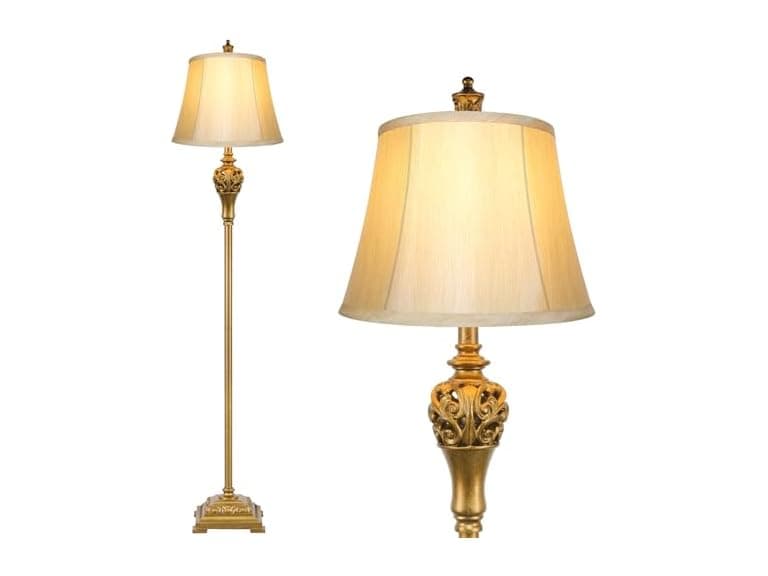 BesLowe Vintage Floor Lamp Brass Gold - Image 1