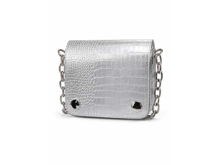 Croc-Embossed Clutch/Shoulder Bag - Image 1