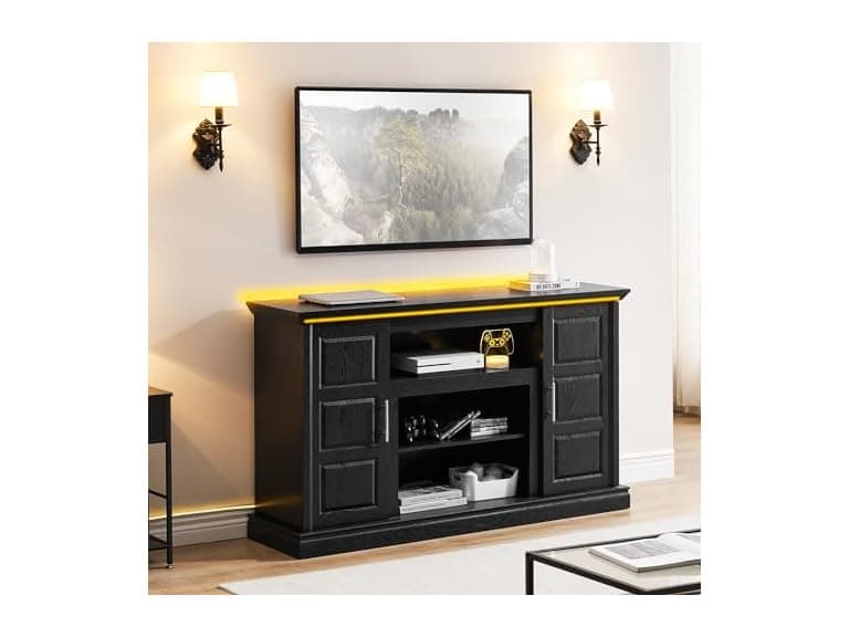 IDEALHOUSE 65" Farmhouse TV Stand, Black - Image 1
