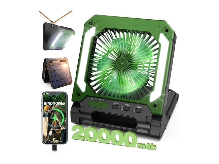Hakol 20000mAh Rechargeable Solar Camping Fan - Image 1