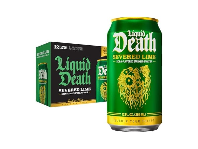 12PK Liquid Death Soda-Flavored Sparkling Water- Lime - Image 1