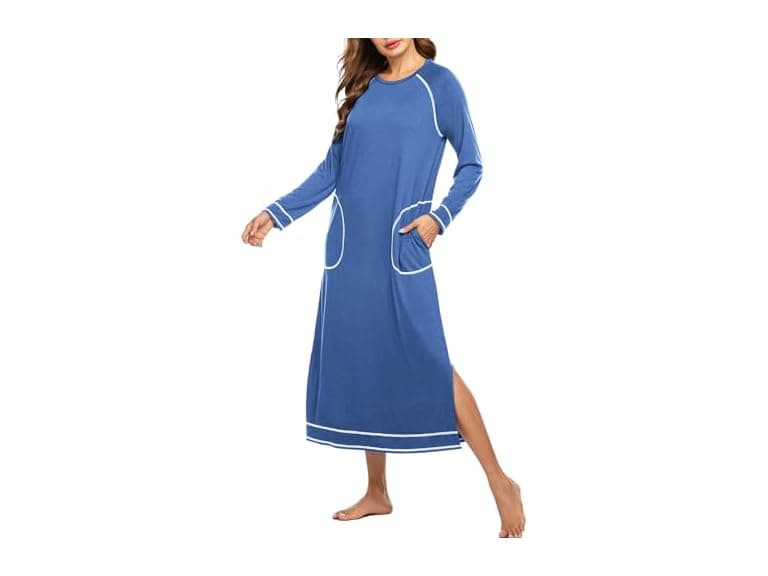 Ekouaer Women (M) Nightshirt Long Dress A-blue - Image 1