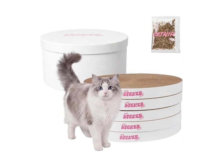 Kate 12 Inch Cardboard Cat Scratcher Pads, White - Image 1