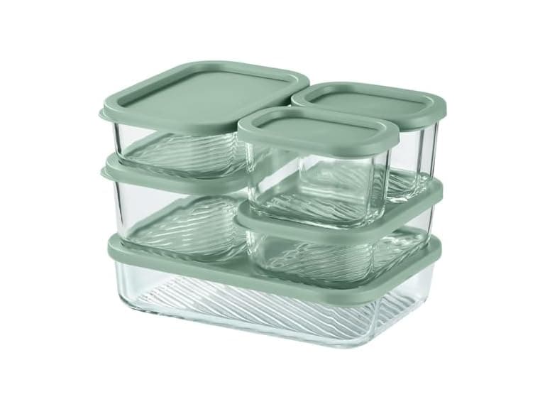 EATEX 6 Pk Glass Meal Prep Containers with Grooved Base - Image 1