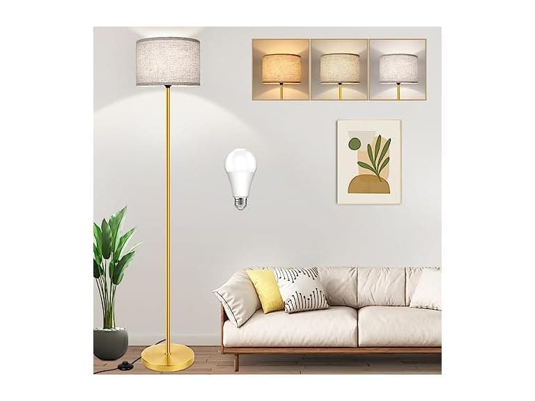 TOBUSA 65‘’ Gold Floor Lamp with 3-Color LED Bulb - Image 1