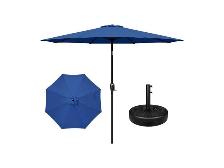 YSSOA 9' Patio Umbrella w 50lbs 20" Capacity Fillable Base - Image 1