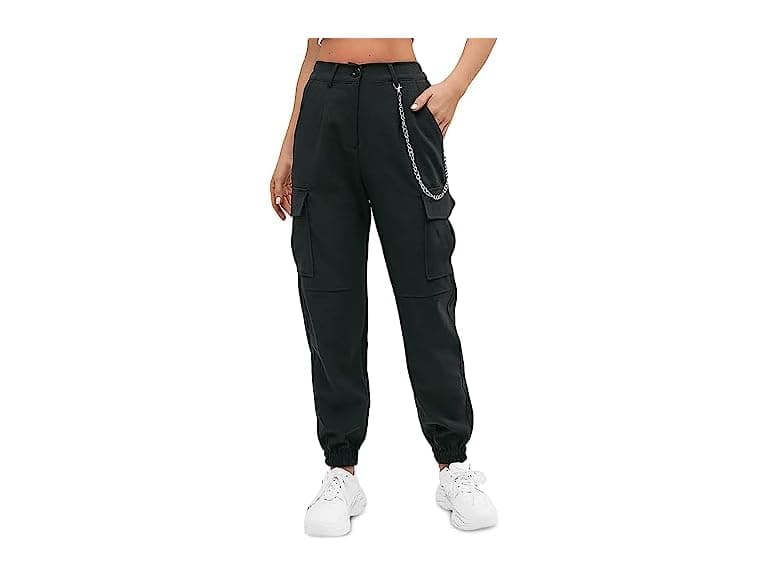 Zaful Women (S) Cargo Pants High Waisted Chain - Image 1