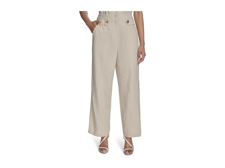 HALSTON Women (8) Straight Leg Linen Faux Pant - Image 1