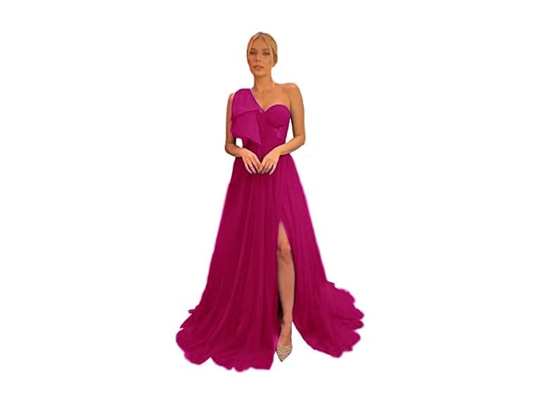 Vivymaku Women (4) Slit Ball Gown Tulle Prom Dress - Image 1