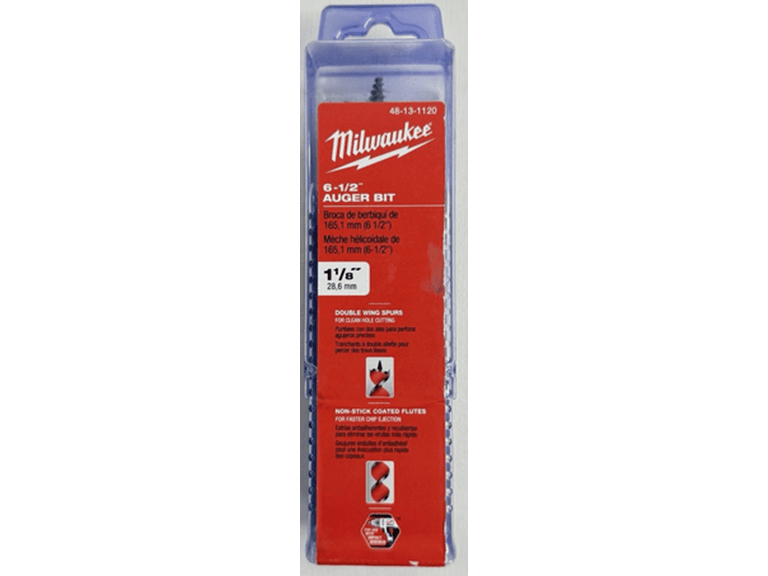Milwaukee 48-13-1120 1-1/8” x 6-1/2” Auger Bit Wood Boring Dbl Wing Spurs - Image 1