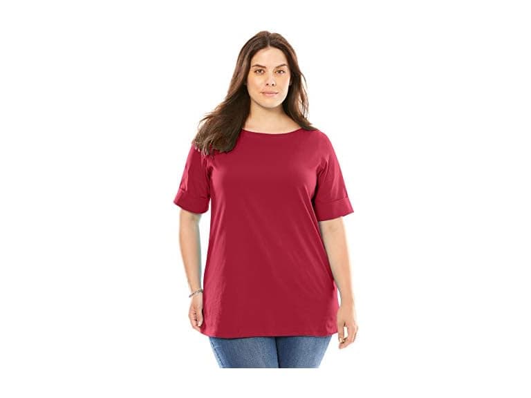 Woman Within Women (3XL) Perfect Cuffed Tee - Image 1