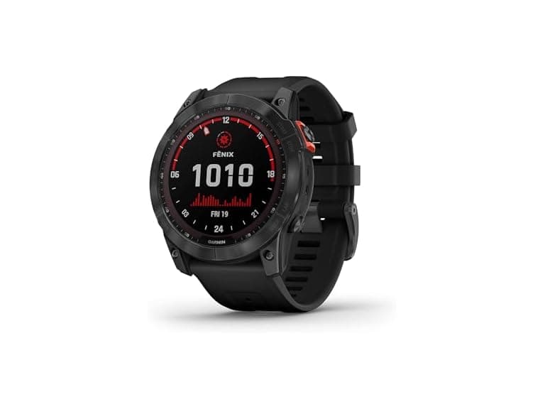 Garmin Fenix 7X Solar-Powered Waterproof 1.4-Inch Display Multisport GPS Watch with Built-in LED Flashlight and Bluetooth (Slate Gray with Black Band) (Open Box) - Image 1